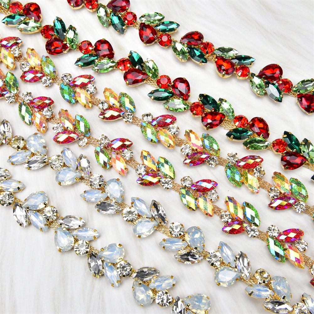 50cm/100cm 2CM width Crystal Rhinestone Glass Chain Colorful Trim DIY ...