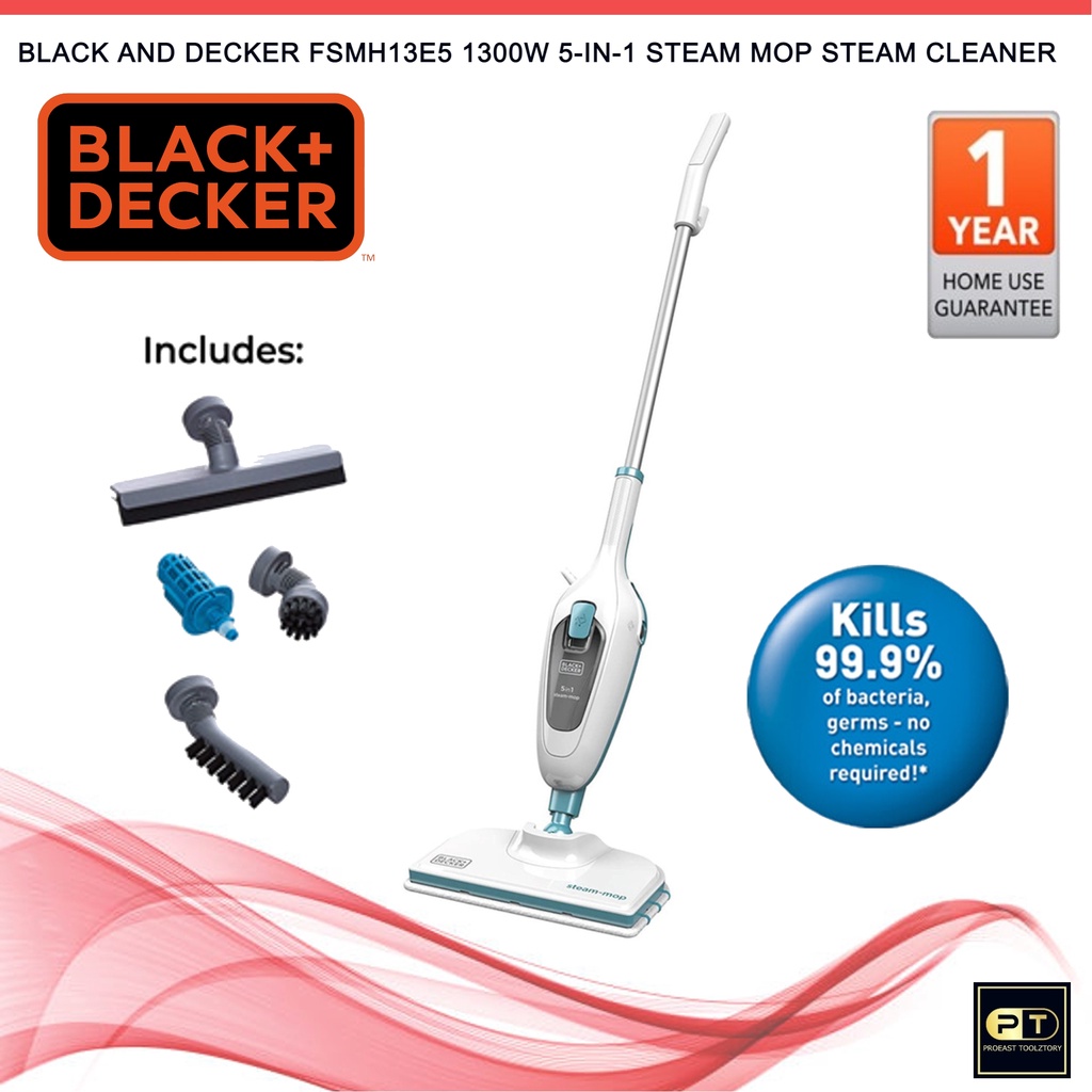 BLACK + DECKER FSMH13E5 1300W 5in1 Steam Mop Steam Cleaner Mop Lantai