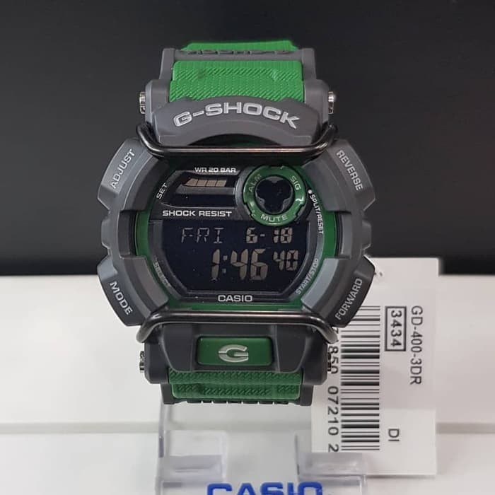 Casio GD 400 3DR G Shock Digital Sporty Design Face Protectors Green Resin Band Original Watch GD 400