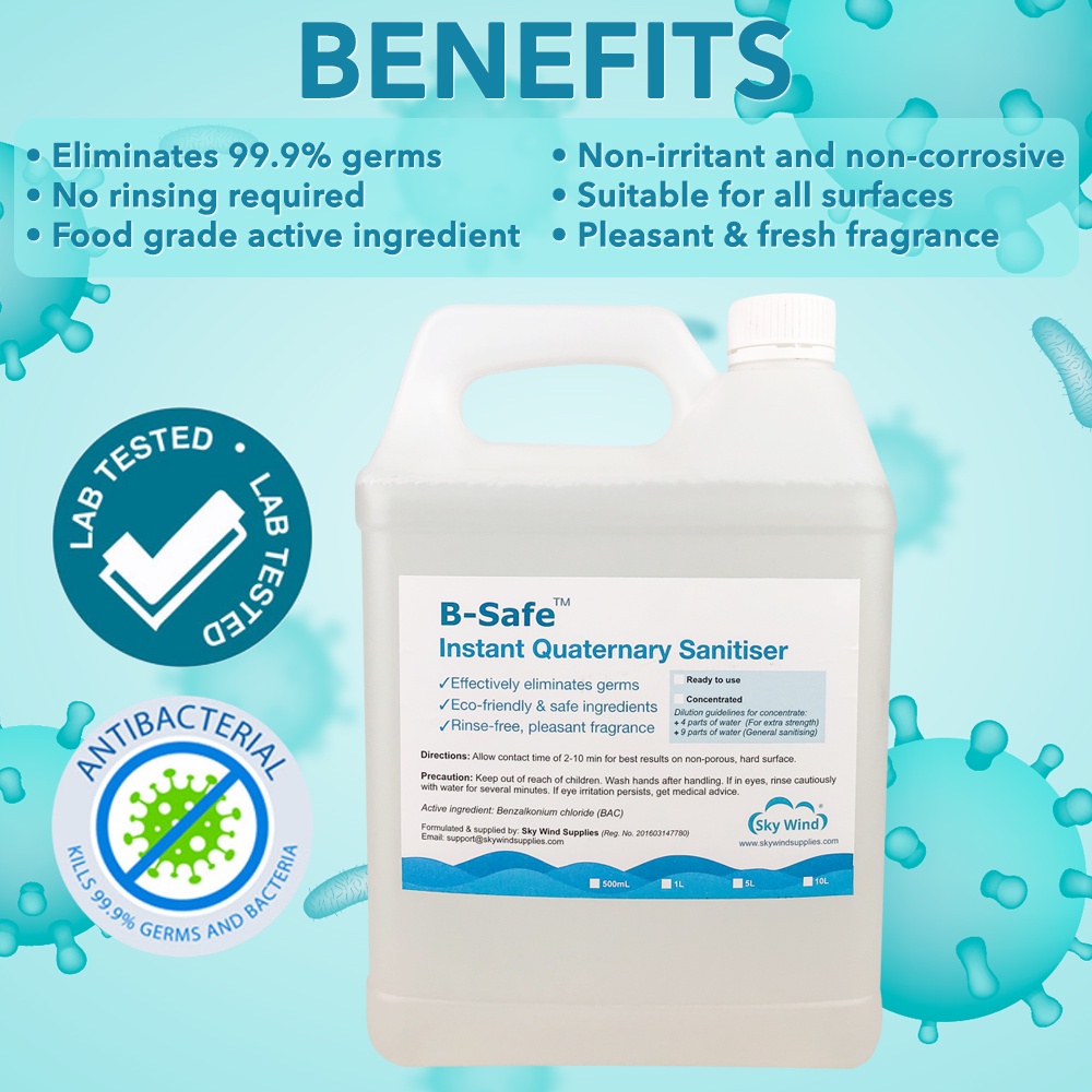 B Safe Instant Quaternary Disinfectant Hard Surface Sanitizer Disinfectant Cleaner Ready To Use 0477