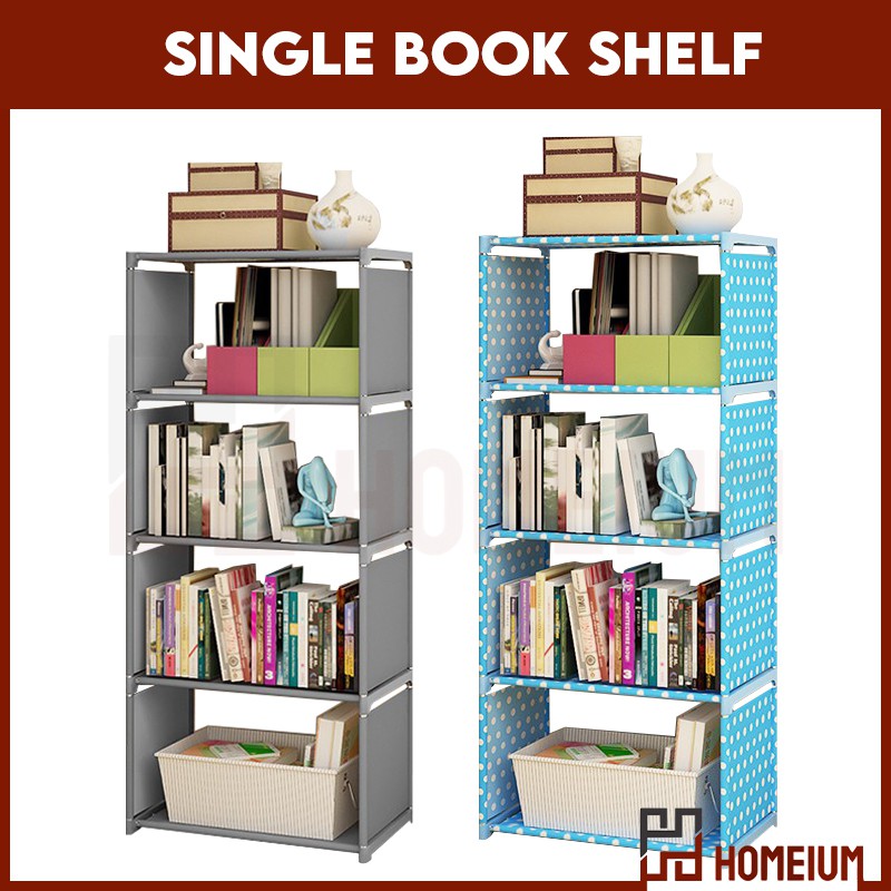 Homeium Korean DIY Book Storage Shelf 5 Tier with 4 Columns Bookcase Multilayer Lightweight Book