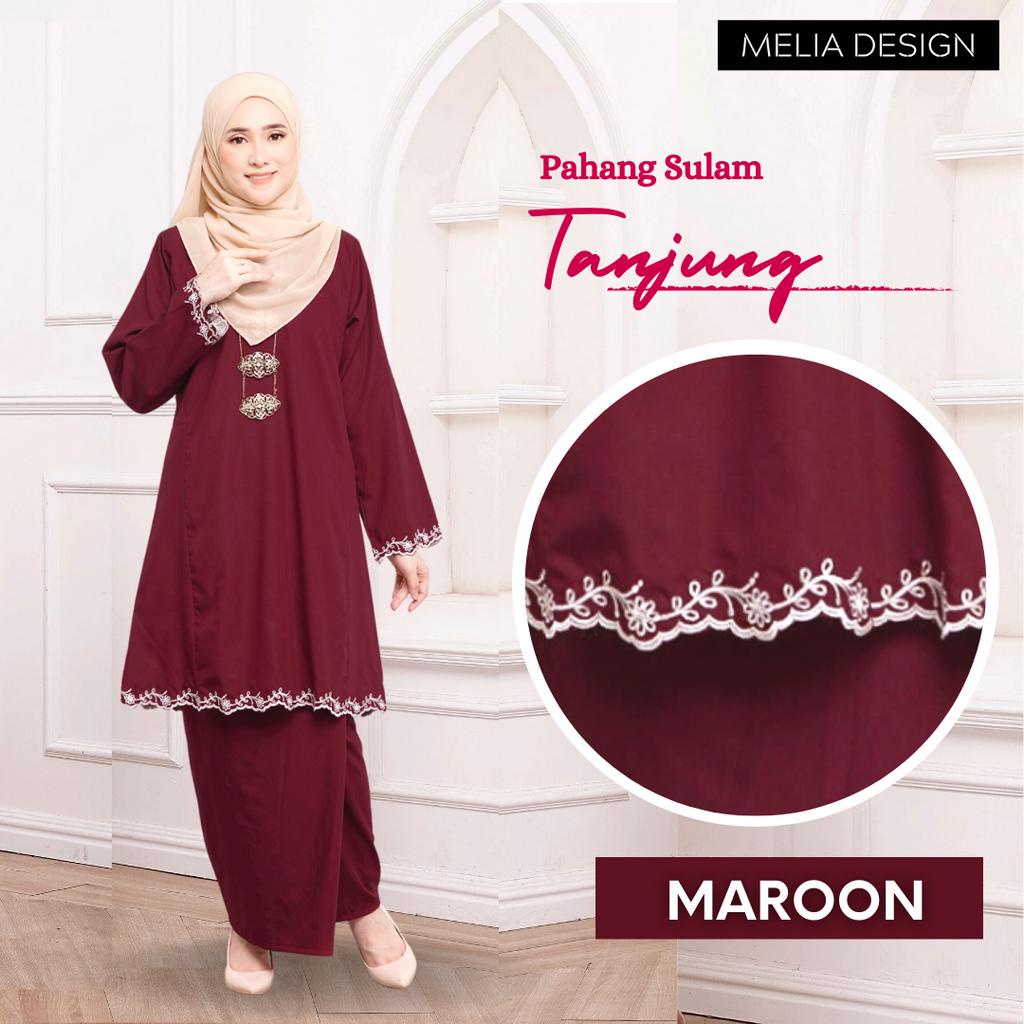 By Melia Design Baju Raya 2024 Muslimah Set Plain Premium Cotton Lembut Sulam Biku Lace Kurung