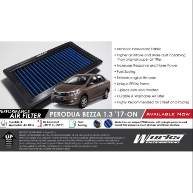Works bezza 1. 3 air filter | Shopee Malaysia