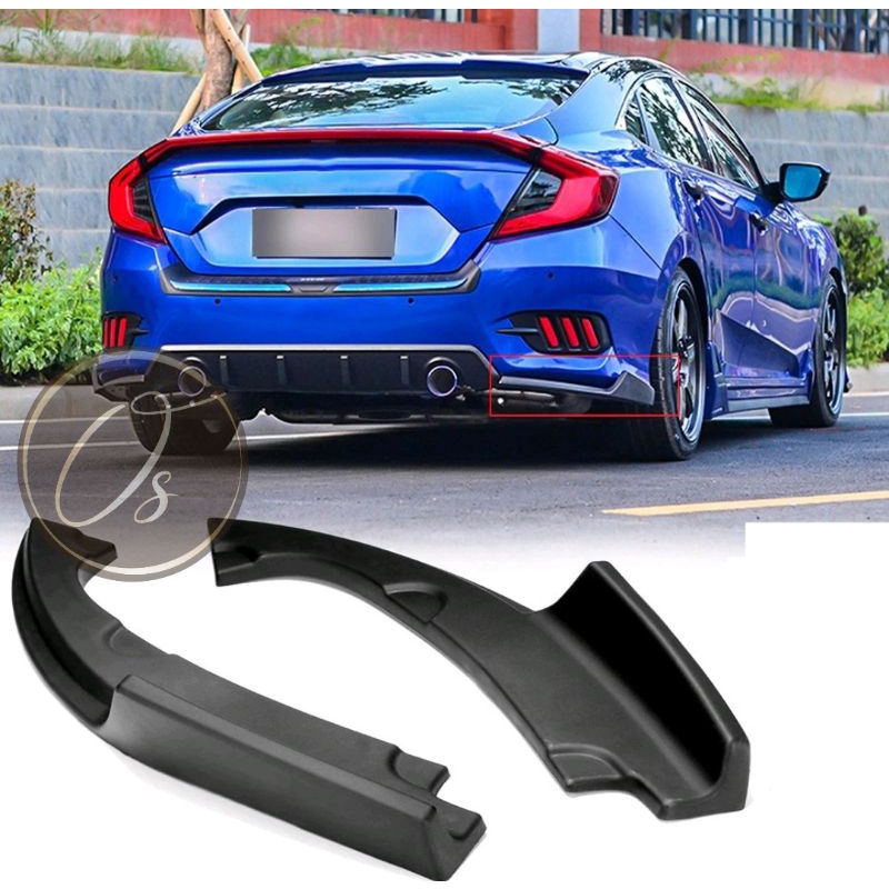 Honda Civic FC 1 pair Rear Bumper Side Diffuser Lip Lips 2016 2017 2018 ...