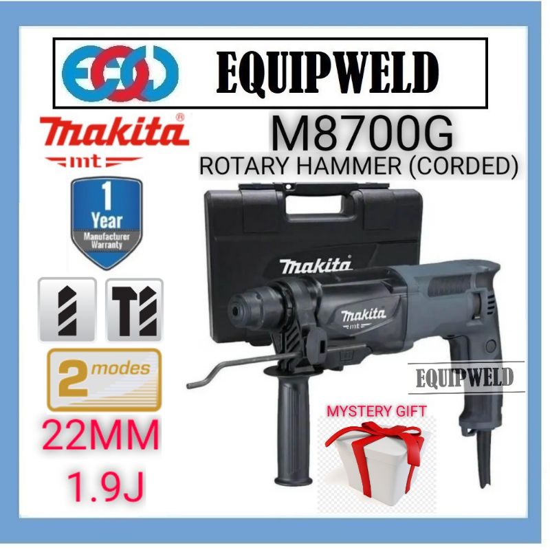 MAKITA MT M8700G ROTARY HAMMER 2 MODE 710W 22MM 7/8