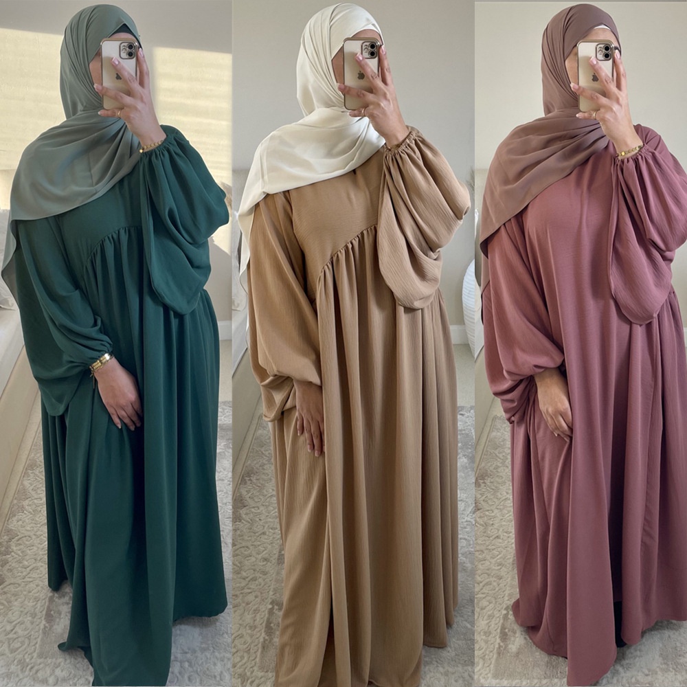 abaya plus size Maxi dresses Muslim jubah Muslimah robe women wear plain Kaftan Shopee Malaysia