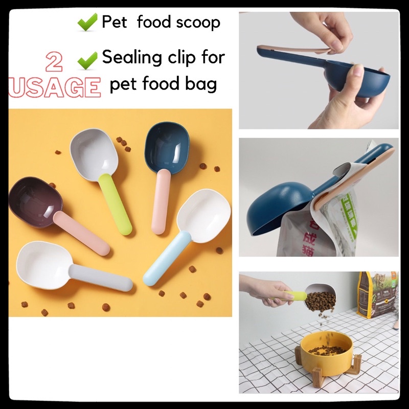 KMS Cat Dog Food Scoop With Clip Pet Food Shovel Sudu Makanan