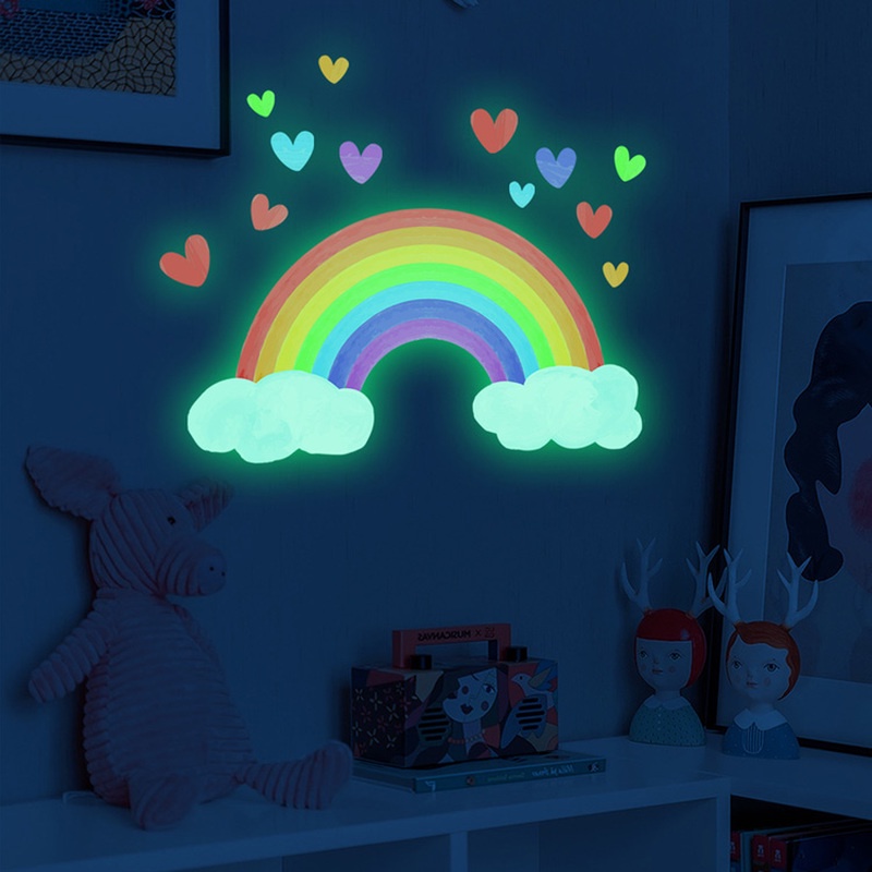 Luminous Colorful Rainbow Heart Shape Wall Stickers/ Glow In the Dark ...