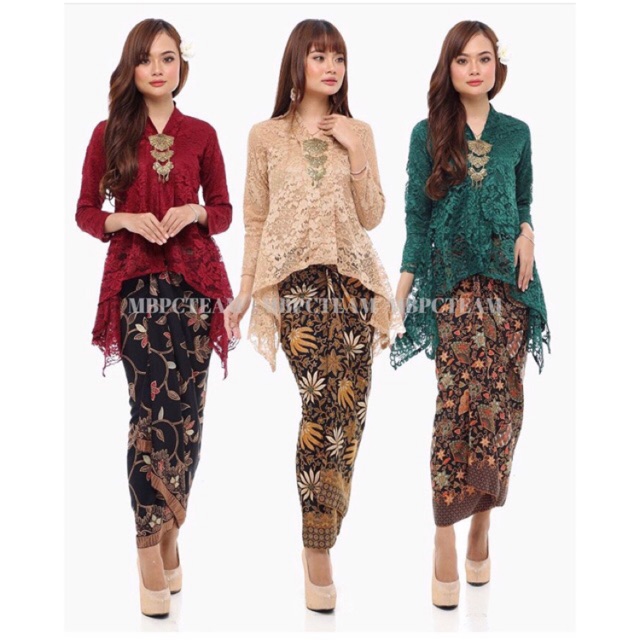 BCL KEBAYA LACE + BATIK PARIO SKIRT BAJU RAYA READYSTOCK | Shopee Malaysia