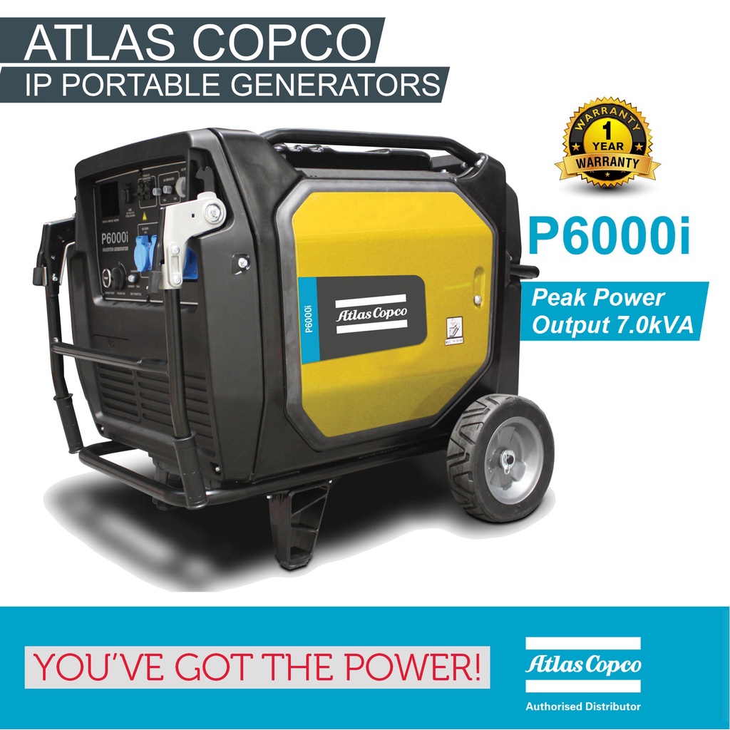 Atlas Copco P6000i (6,000 Watts) Inverter Silent Portable Generator ...