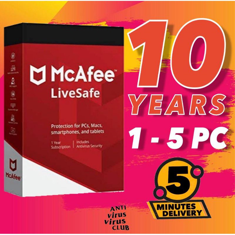 MCAFEE LIVESAFE LATEST VERSION ORIGINAL ANTIVIRUS | 10 YEARS | Shopee ...