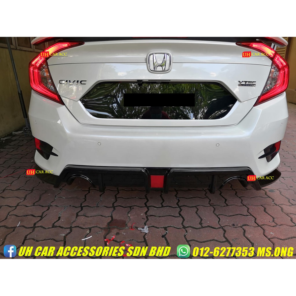 HONDA CIVIC FC 2016-2020 REAR BUMPER DIFFUSER LIP BODYKIT | Shopee Malaysia