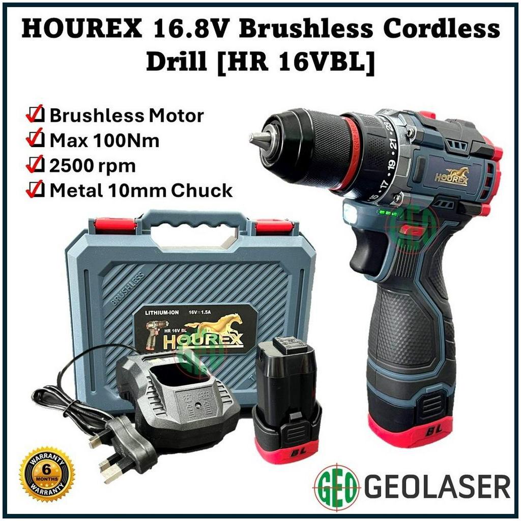 Hourex 16V Brushless Motor Cordless Drill Driver 10mm Metal Chuck