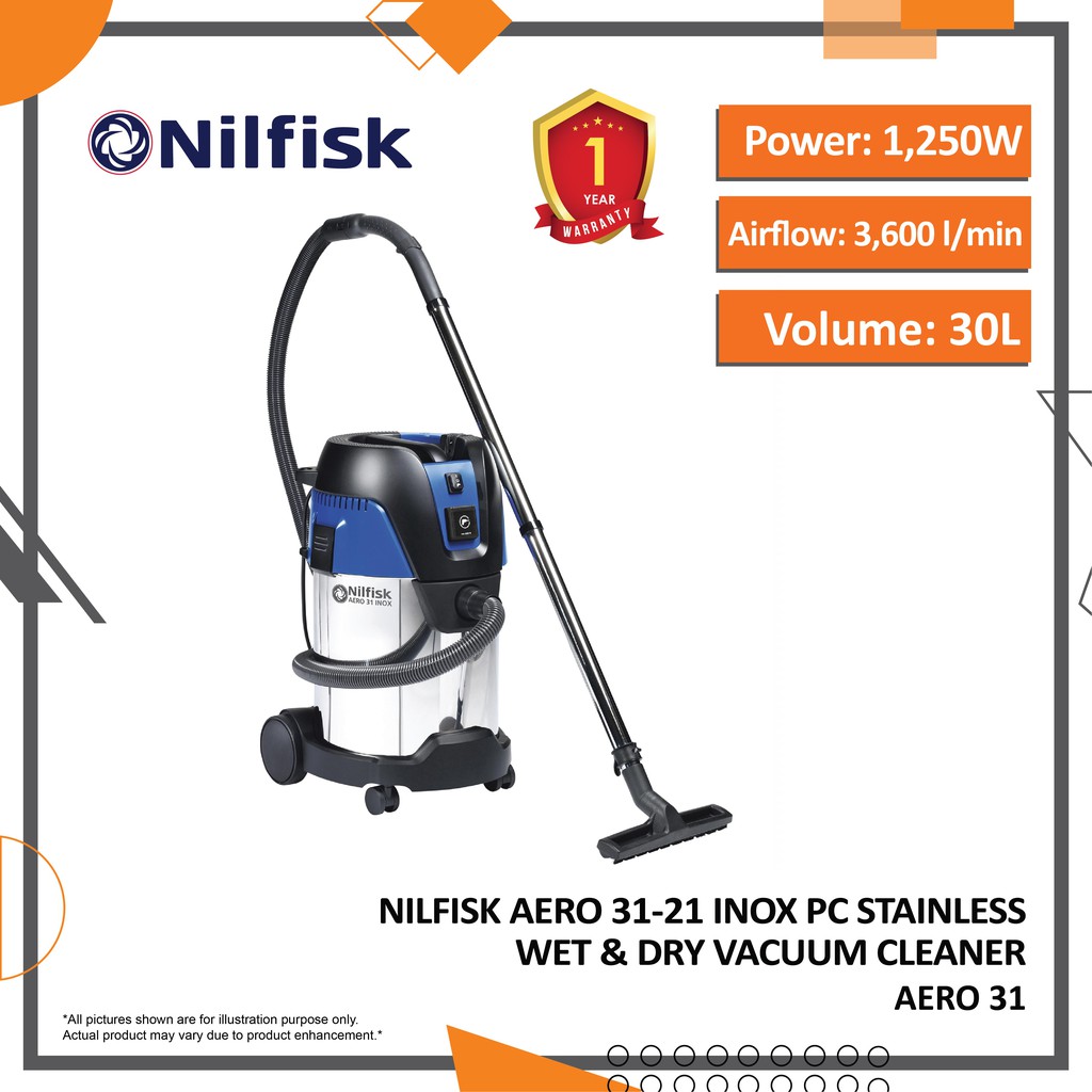 NILFISK AERO 3121 INOX PC Stainless Wet & Dry Vacuum Cleaner Shopee