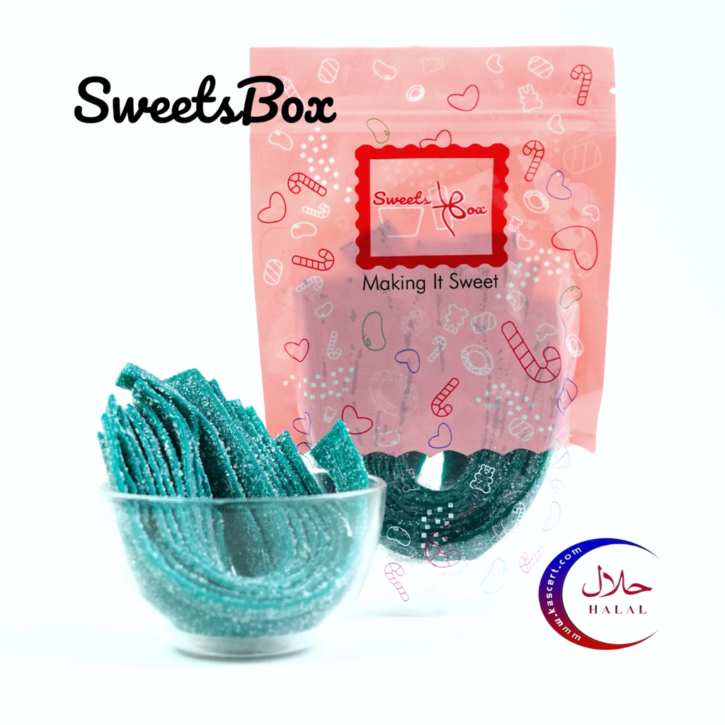 Sweetsbox | Bebeto Raspberry Sour Belt Halal Candy Gummy - 100g ...