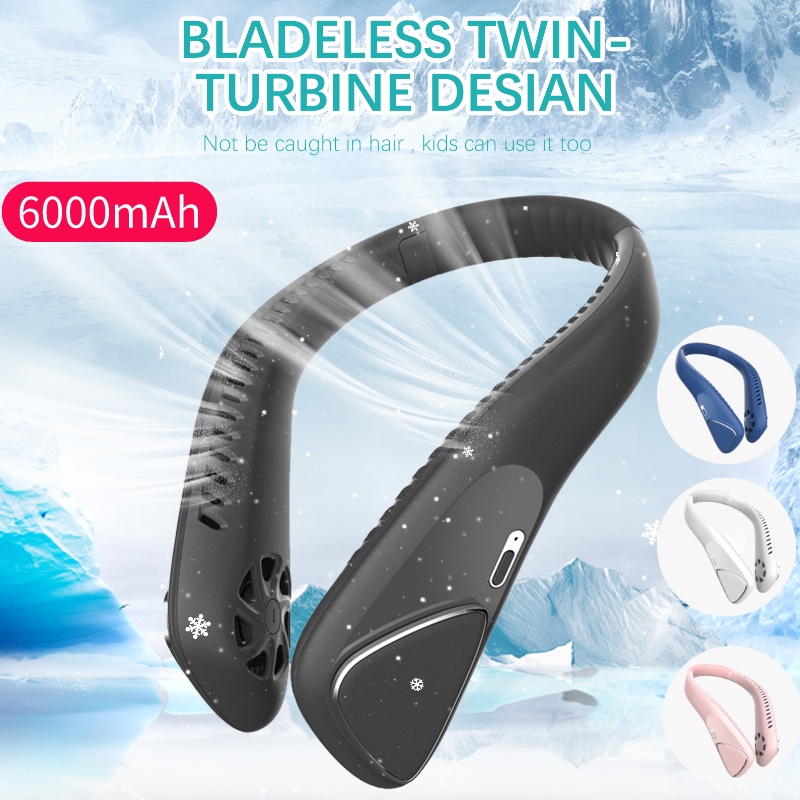 [Ready Stock] 6000mAh Neck Fan Portable Hands Free Usb Rechargeable Fan ...