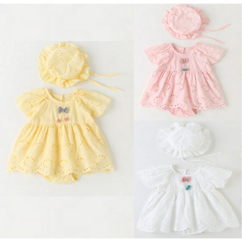 Baby Girl Lace Bow Collar Romper