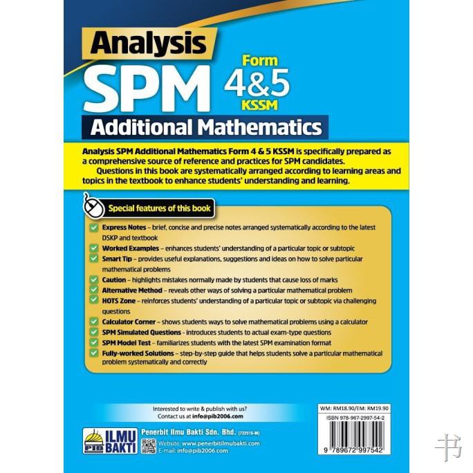 Learning book mhd analysis spm additional mathematics tingkatan 4 5