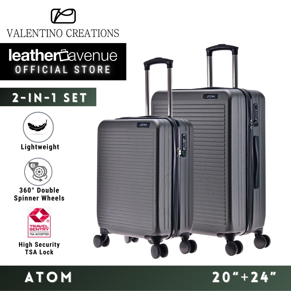 Valentino Creations ATOM 2 IN 1 Luggage Set Lightweight Cabin Suitcase PC ABS Double Wheels TSA Lock Scratch Proof