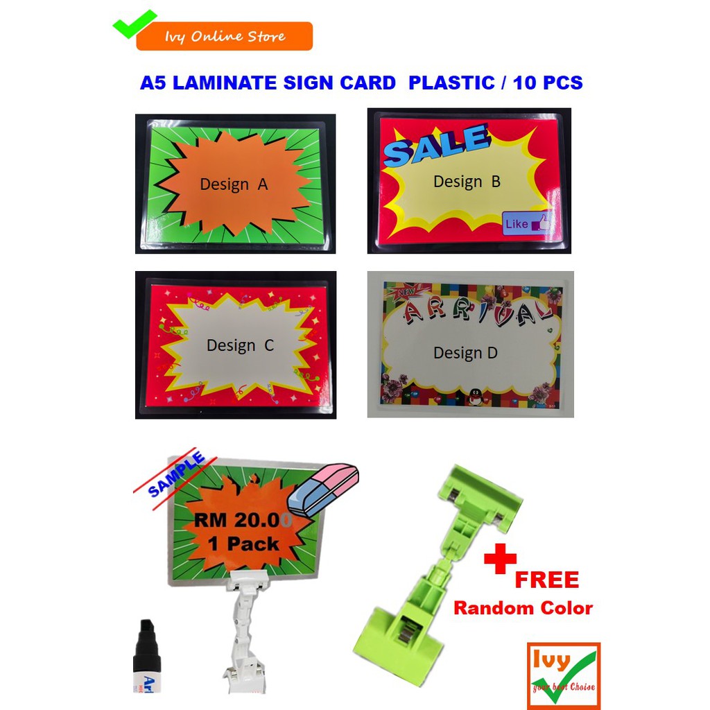 A5 LAMINATE SIGN CARD Plastic /5 Pcs Shopee Malaysia