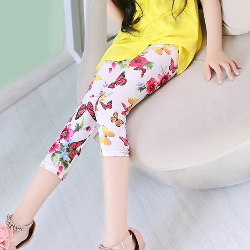 Kids Girls Legging Peach Floral Print Stylish Fashion Leggings Age 7-13  Years