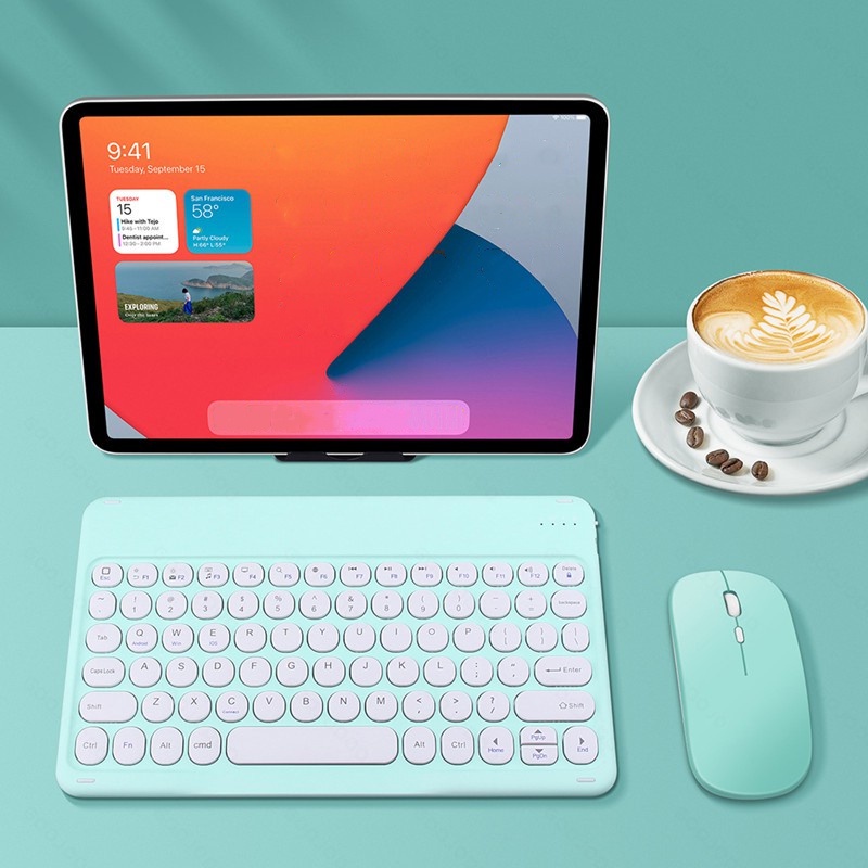 NIXXOS 10 inch Round Keycaps Bluetooth Keyboard & Mouse Set For iPad