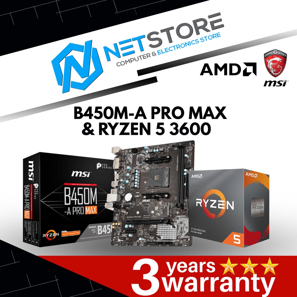 PWP MSI B450M A PRO MAX mATX AMD RYZEN 5 3600 PROCESSOR Shopee