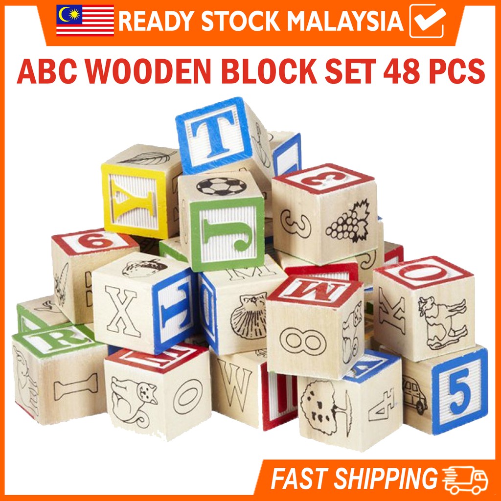 ABCLEARNING WOODEN BLOCK SET (INCLUDES ABC,123,PICS) | Shopee Malaysia