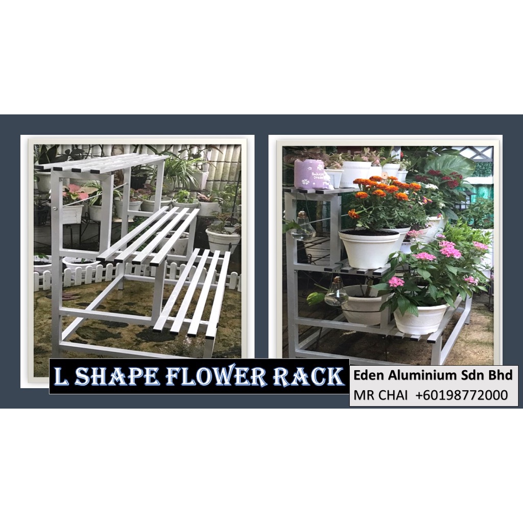 3 layers aluminium flower rack L shape anti rust handy easy assembly ...