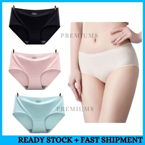 READY STOCK Seamless Ice Silk Panties Girls Underwear Woman Panty M-XXL Size
