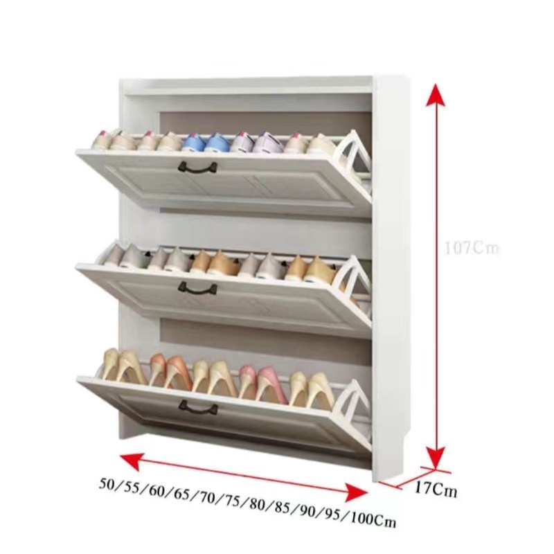 Rak Almari Kasut Bertutup | Wooden Shoe Cabinet | Space Saving Ultra ...