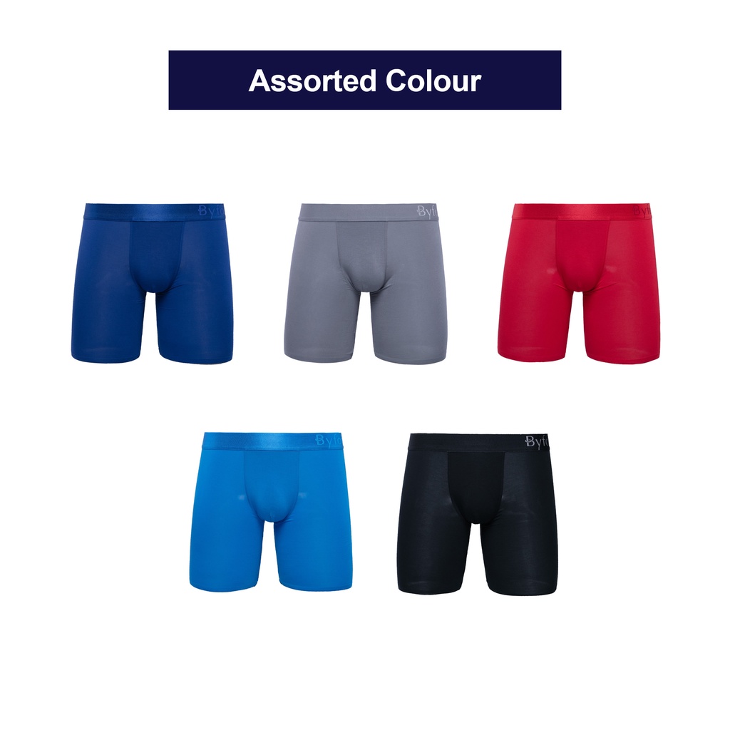 (2 Pcs) Byford Bamboo Spandex Boxer Brief Underwear Assorted Colour ...