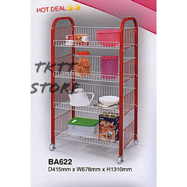 TKTT 3V 4 Tiers Bakery Rack Multi Purpose Rack Bread Rack Clothes Rack ...