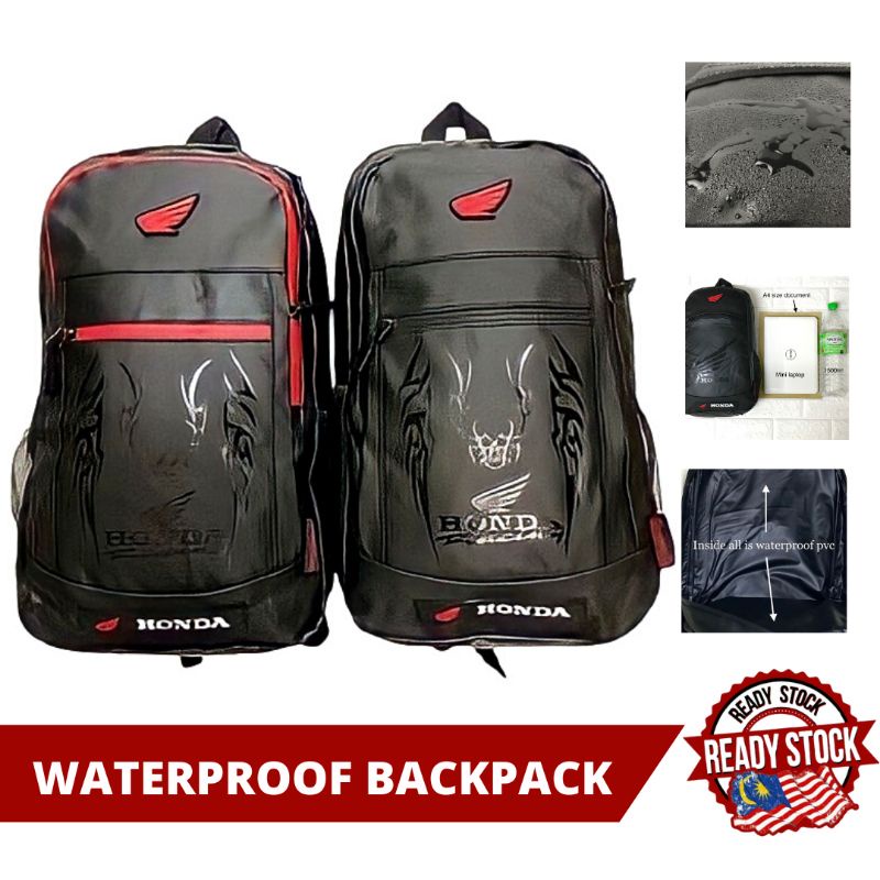 Honda Waterproof Bag Beg Air Kalis Backpack Motor Beg Rider Beg Lelaki
