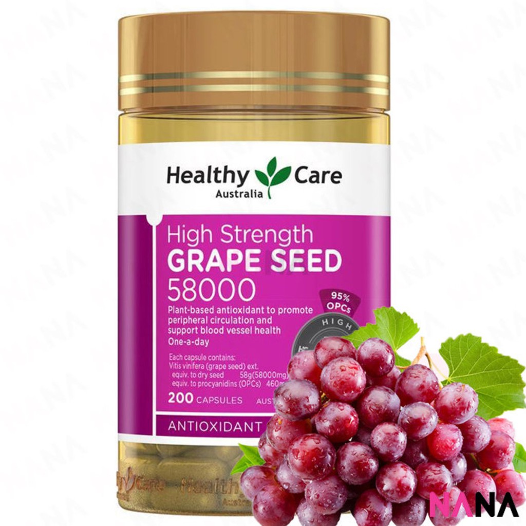 Healthy Care Grape Seed Extract 58000mg 200 Capsules (EXP:12 2024 ...