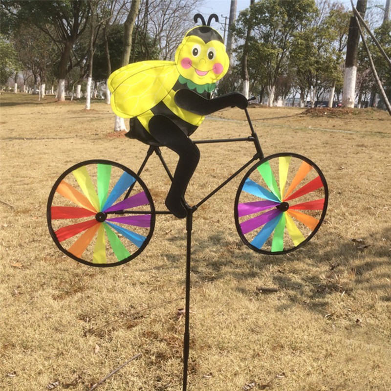LIVI Cute 3D Animal on Bike Windmill Whirligig Garden Lawn Yard Decor ...
