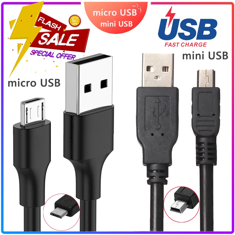 Micro USB Cable Mini USB Cable 1M Long 5 Pin Male Fast Charging Cable ...