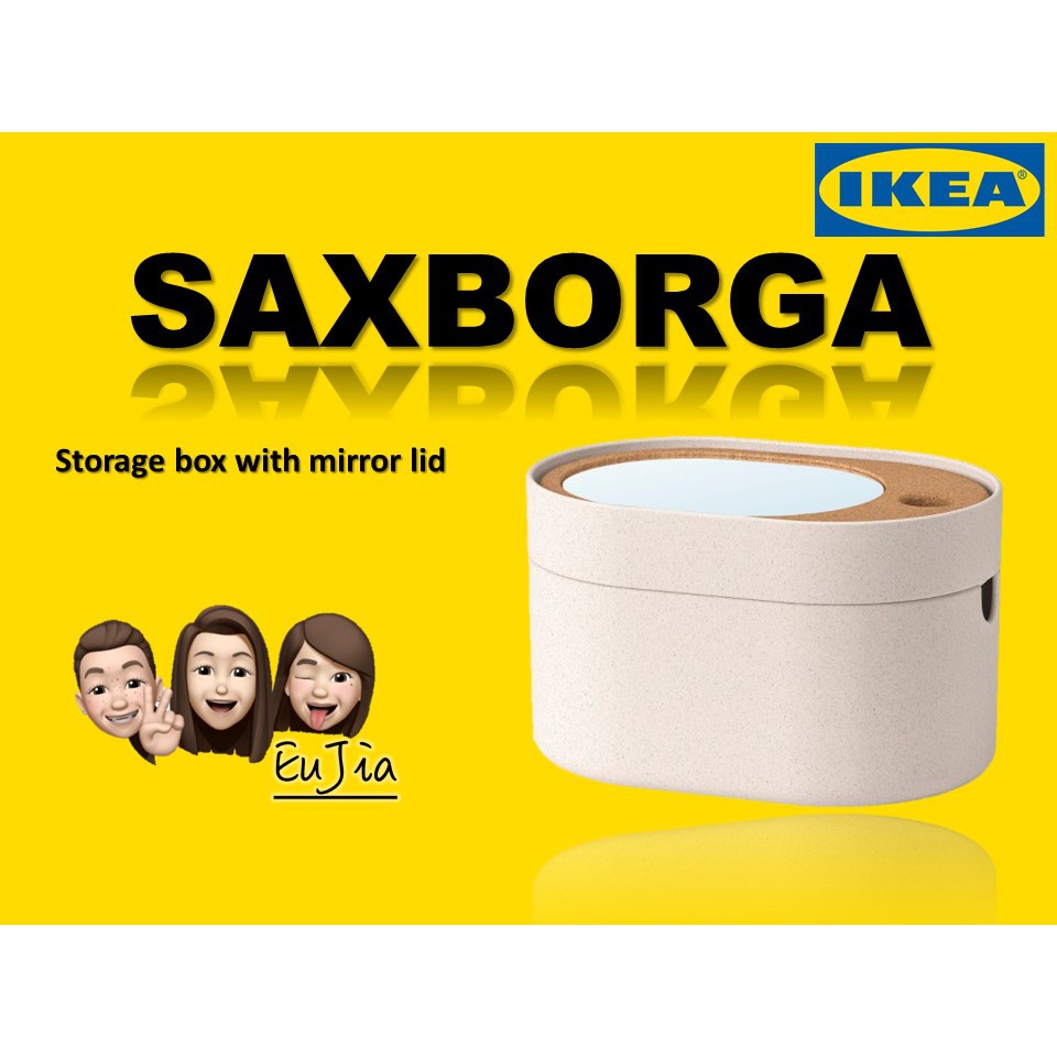 [Original] - SAXBORGA Storage box with mirror lid, plastic cork, 24x17 ...