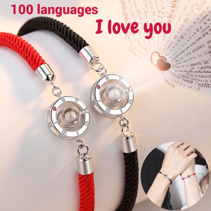 Couple Bracelet 100 Languages "I Love You" Suitable For Various Hand