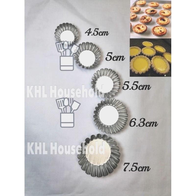 10PCS Aluminium Acuan Egg Tart 4 5cm 7 5cm Acuan Fruit Tart Cheese Tart Mould Acuan Kuih