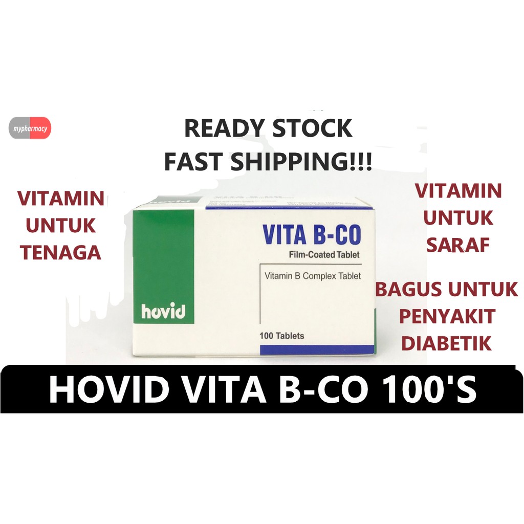 HOVID VITA B-CO B COMPLEX VITAMIN TABLET 100'S ENERGY BOOSTER | Shopee ...