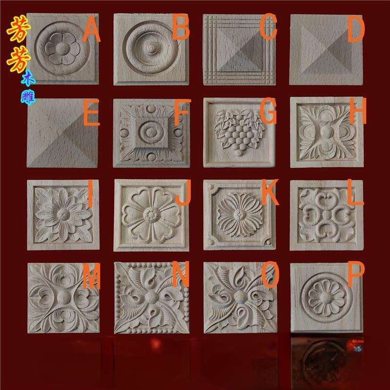EuropeanStyle Wood Carving Decals Square Solid Wood Laminate Furniture Stickers
