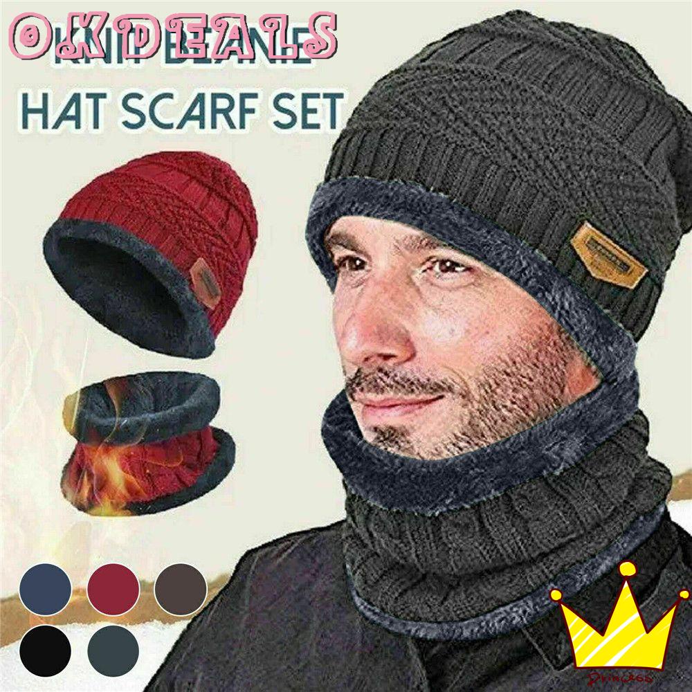 OKDEALS Men Women Beanie Hat Scarf Soft Balaclava Neck Scarf Cap Winter ...