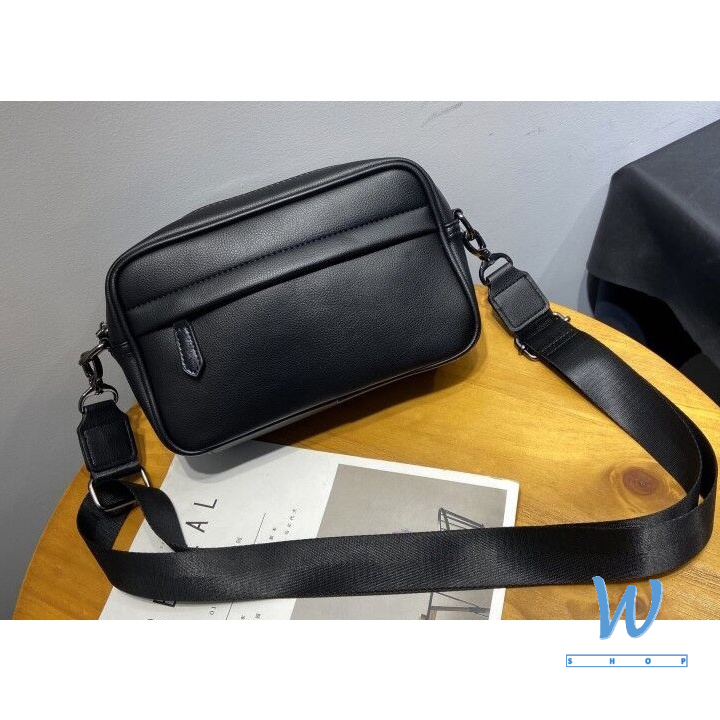 Ready Stock] Mens Leather Sling Bag Rectangular Grid Waist Bag