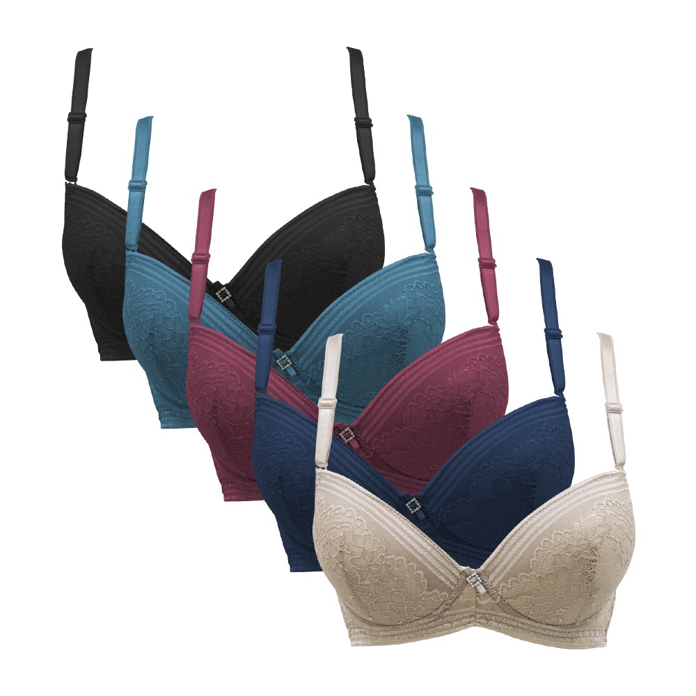 Scelta - Thick Foam Underwire Lace Bra Full Lace Brocade Wire Bra ...