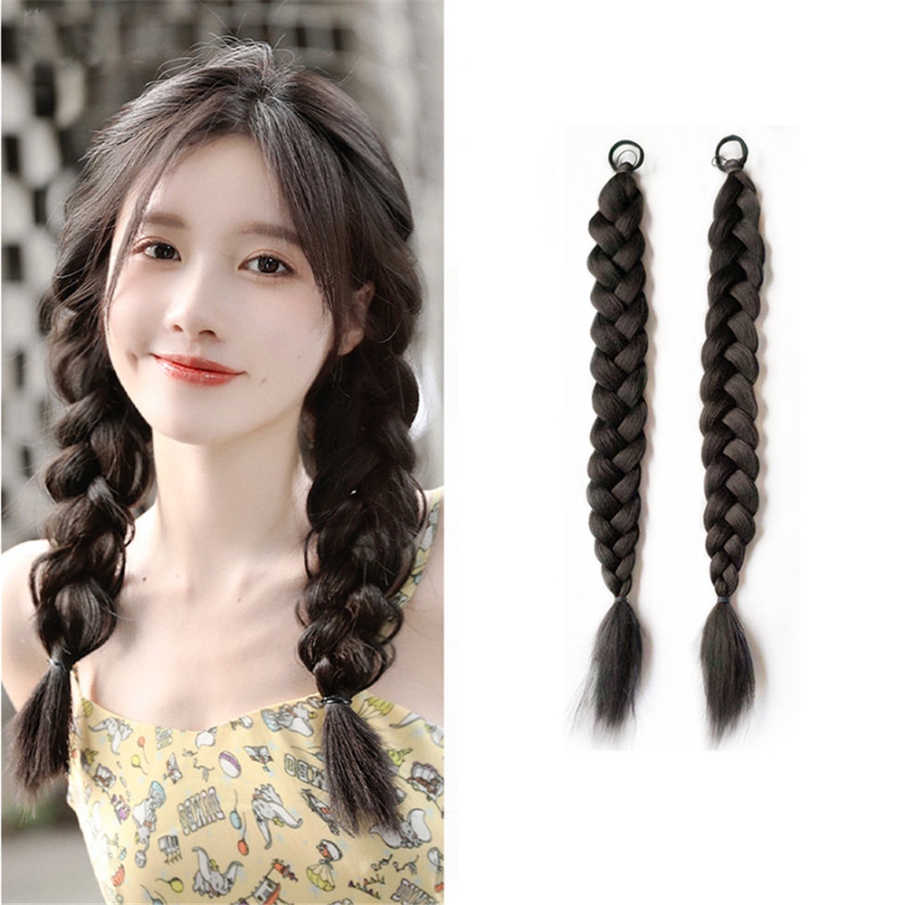 1PC Y2K girls sweet cool Fake Braid Double Ponytail wig woman Fried ...