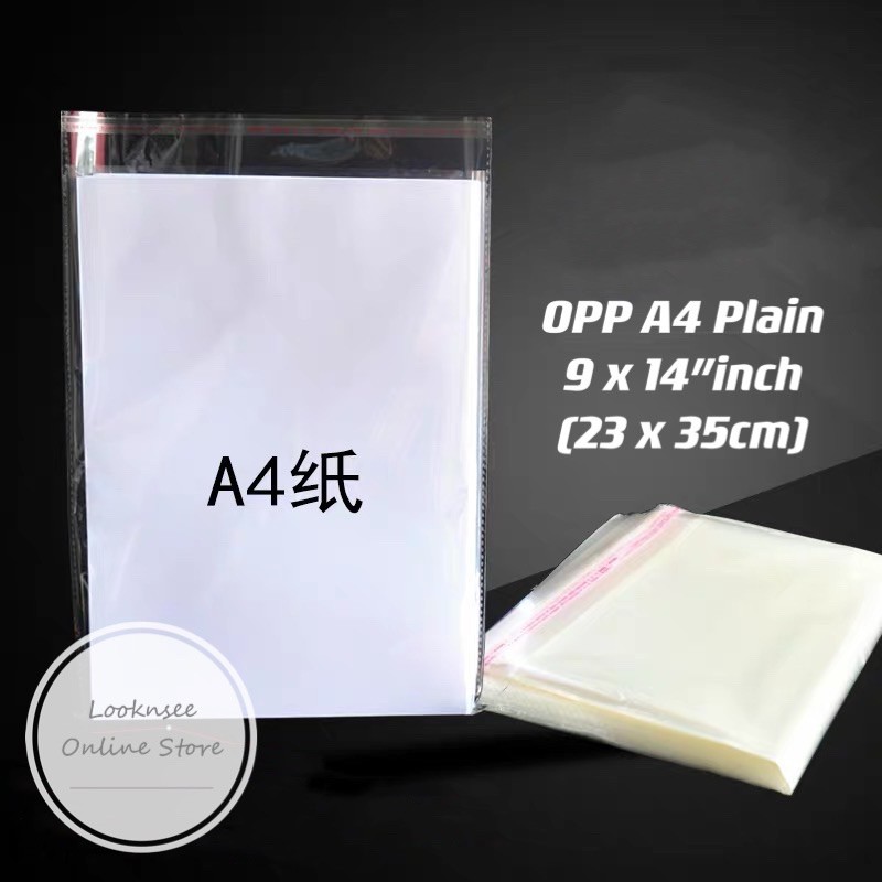 *Ready Stock* OPP Self Adhesive Plain Plastic Bag A4/A5 +100Pcs