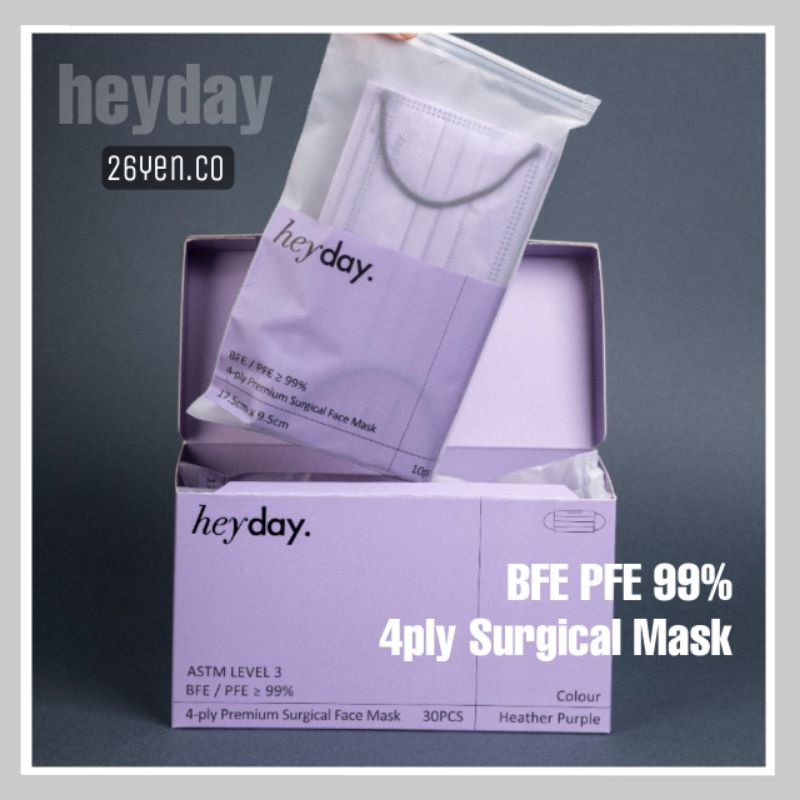 heyday Heather Purple 4ply Adult Premium Surgical Medical Face Mask BFE ...