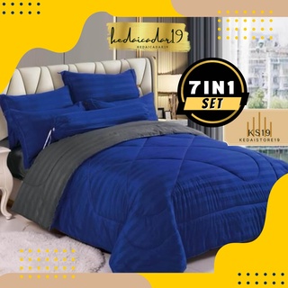 Local Seller + Ready Stock】Cadar Branded Luxury Bedsheet Fitted Tilam Queen  King 5in1 With Comforter Set