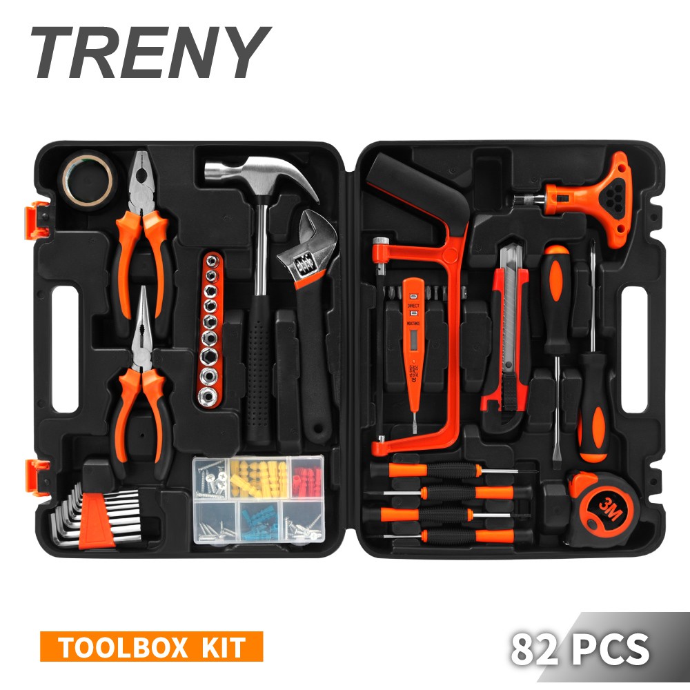 TRENY JYS 82PCS Multiuse Home Hand Carry Tool Kit (Household DIY Tool